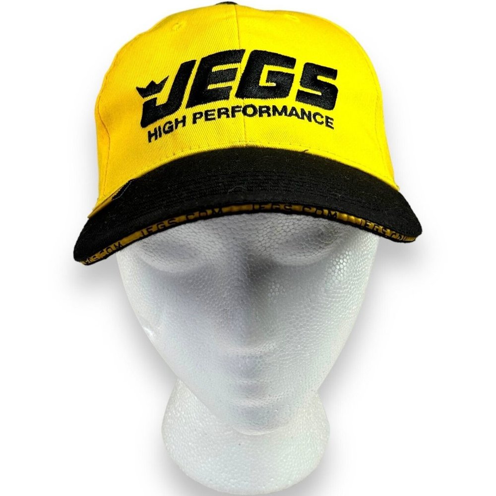 JEGS High Performance Automotive Parts Adjustable Ball Cap Hat Black And Yellow